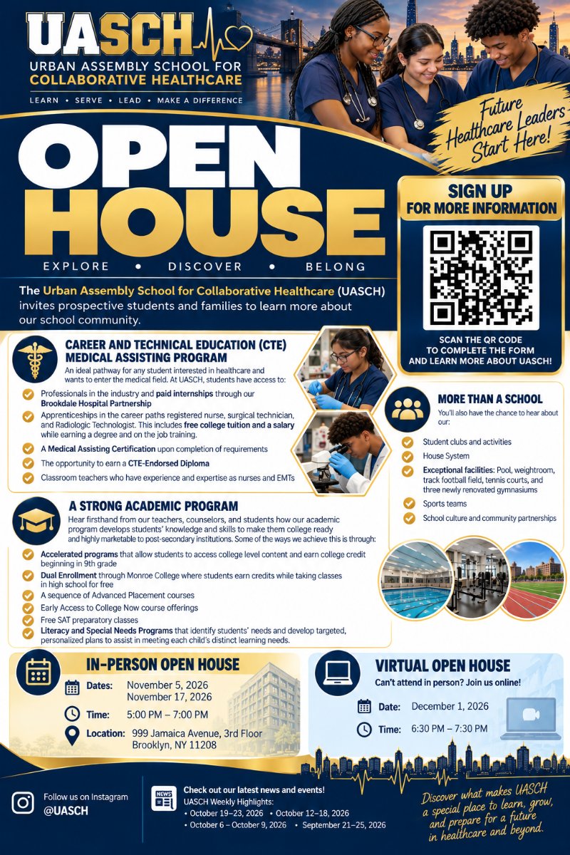 UASCH Open House November 5, 17 In person 5:00pm-7:00pm and virtually on December 1st 6:30pm-7:30pm